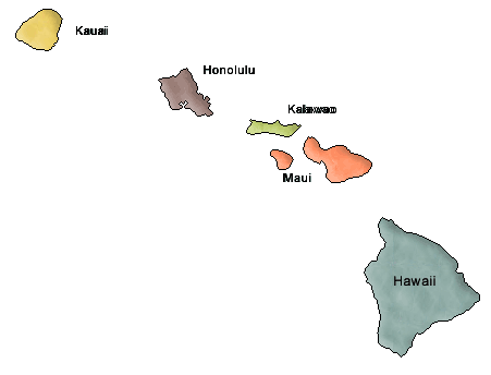 County map of Hawaii