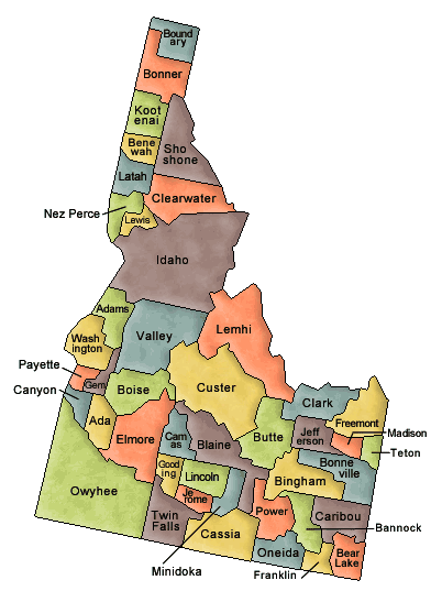 County map of Idaho