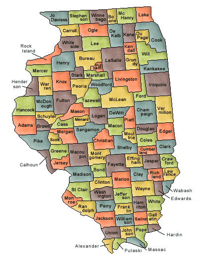 County map of Illinois