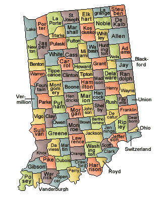 County map of Indiana