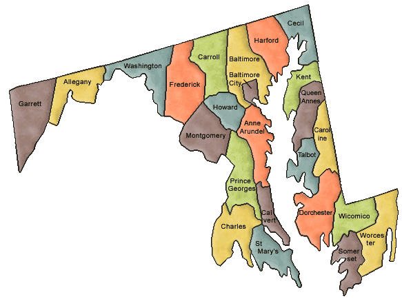 County map of Maryland