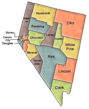 County map of Nevada