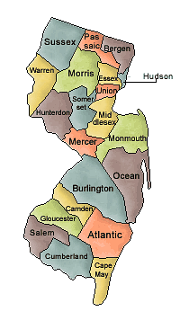 County map of New Jersey