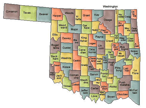 County map of Oklahoma