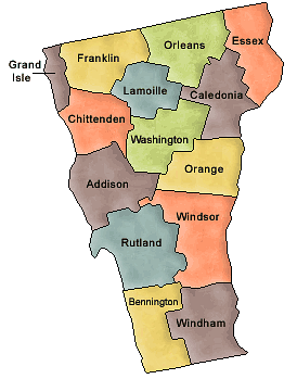 County map of Vermont