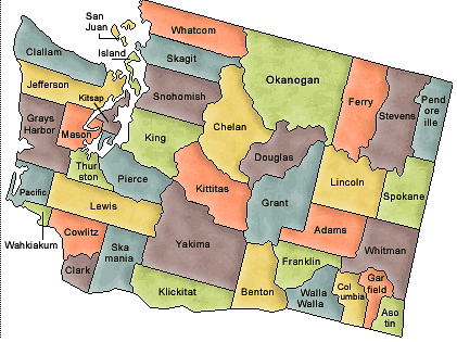 County map of Washington